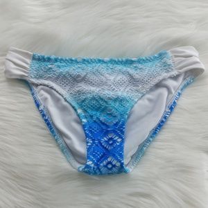 Candie's White & Blue Lace Bikini Swimsuit Bottom